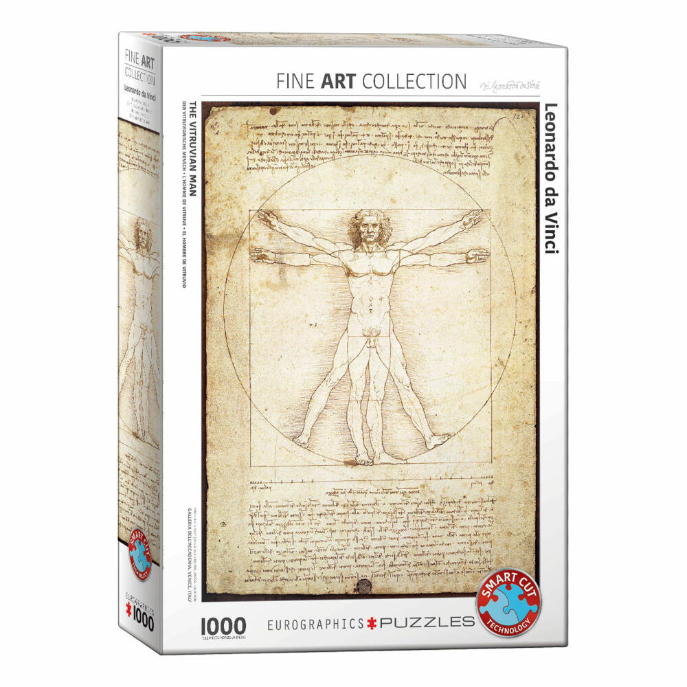 Eurographics Puzzle Der Vitruvianische Mensch von Leonardo Da Vinci, 1000 Teile, 68 x 48 cm, 6000-5098