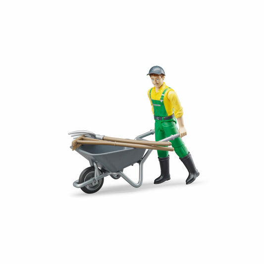 Bruder bworld Figurenset Landwirt, 5-tlg., Schubkarre, Spielfigur, Modell, Spielzeug, 62610