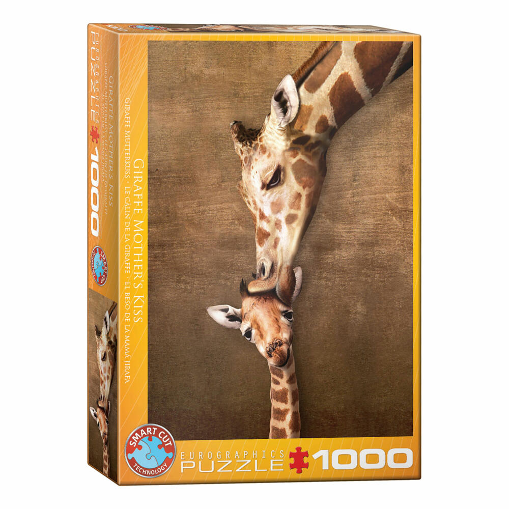 Eurographics Puzzle Giraffenmutter Kuss, Giraffen, 1000 Teile, 68 x 48 cm, 6000-0301