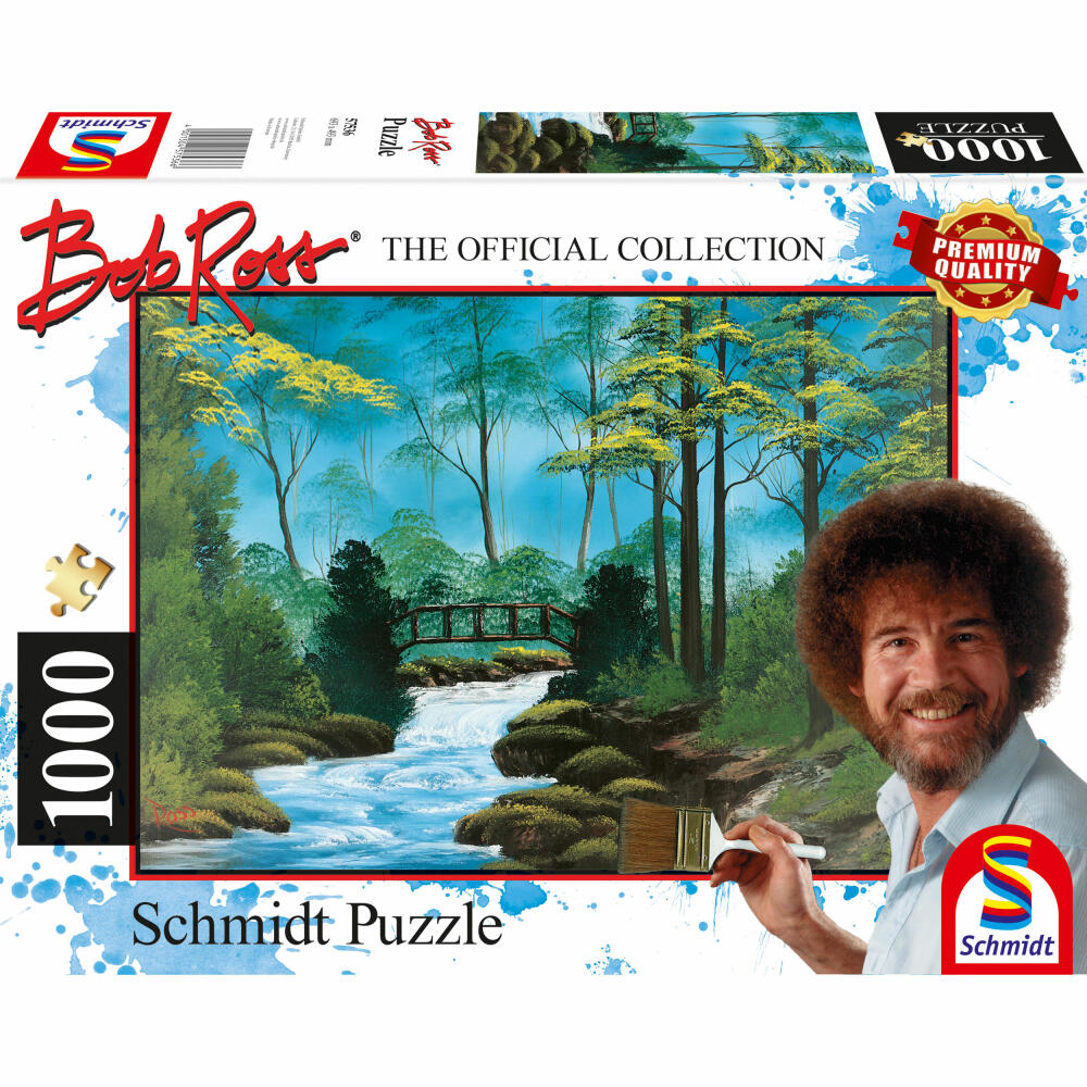 Schmidt Spiele Abgelegene Brücke, Bob Ross, Erwachsenenpuzzle, Puzzle, ab 12 Jahre, 1000 Teile, 57536