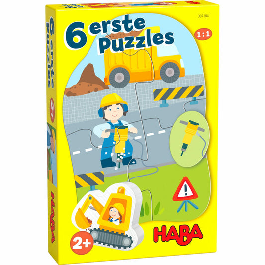 HABA 6 erste Puzzles - Baustelle, Kinderpuzzle, Kinder Puzzle, ab 2 Jahren, 1307184001