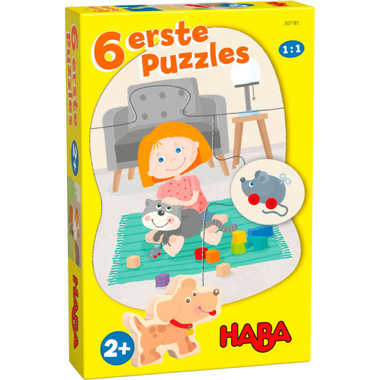 HABA 6 erste Puzzle - Haustiere, Kinderpuzzle, Kinder Puzzle, ab 2 Jahren, 1307180001