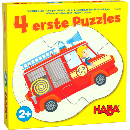 HABA 4 erste Puzzles - Einsatzfahrzeuge, Kinderpuzzle, Kinder Puzzle, ab 2 Jahren, 1306182001