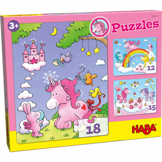 HABA Puzzles Einhorn Glitzerglück, Kinderpuzzle, Puzzle, Kinder, ab 3 Jahren, 1300299001