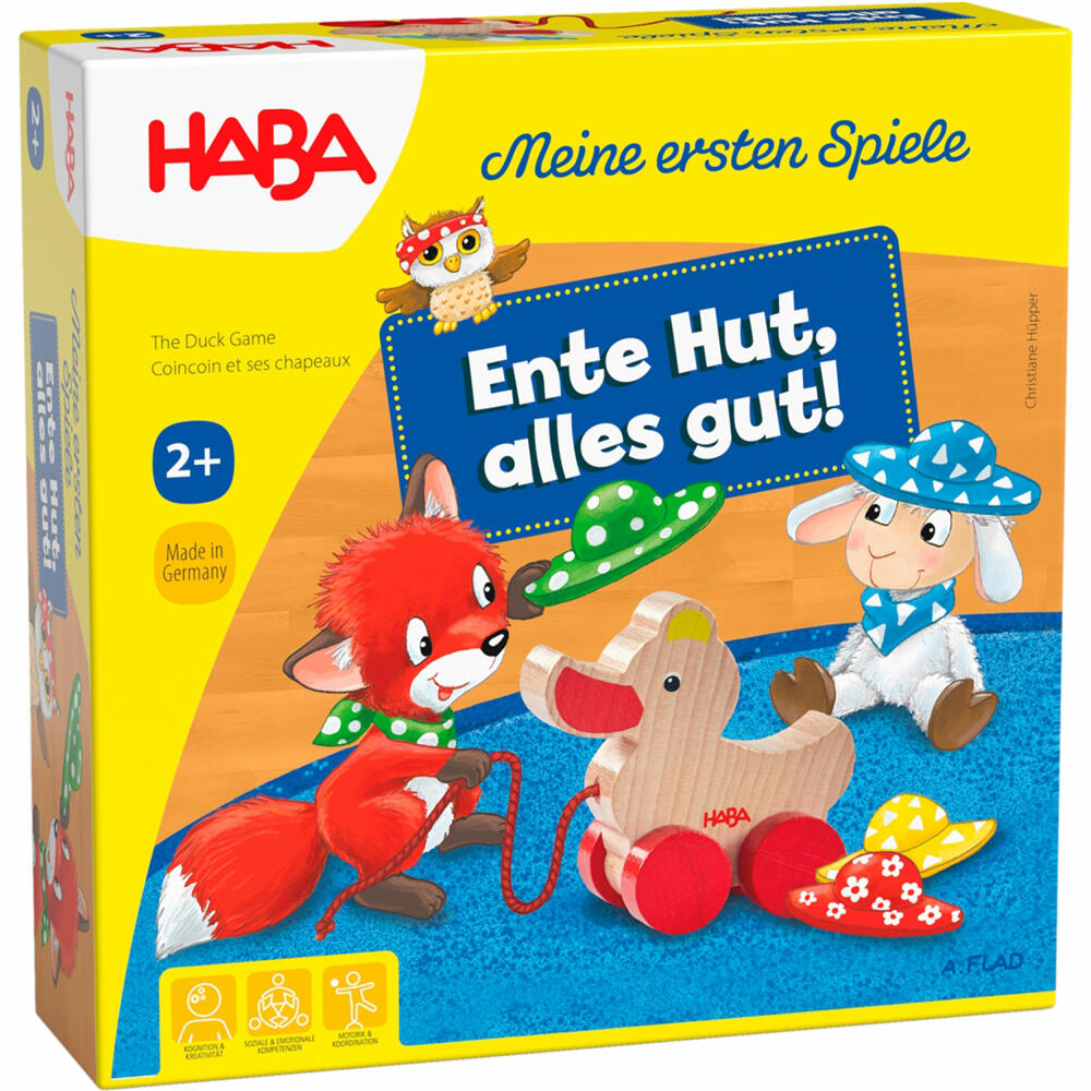 HABA Meine ersten Spiele - Ente Hut, alles gut!, Zuordnungsspiel, Kinderspiel, ab 2 Jahren, 1307050001