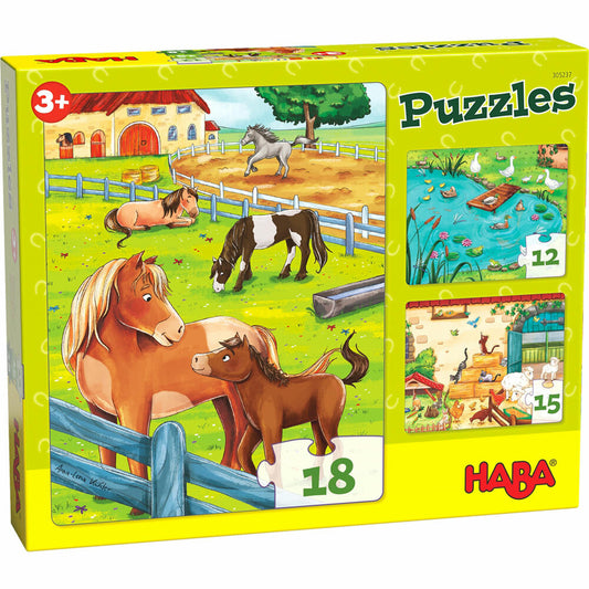 HABA Puzzles Bauernhoftieren, Kinderpuzzle, Puzzle, Kinder, ab 3 Jahren, 1305237001