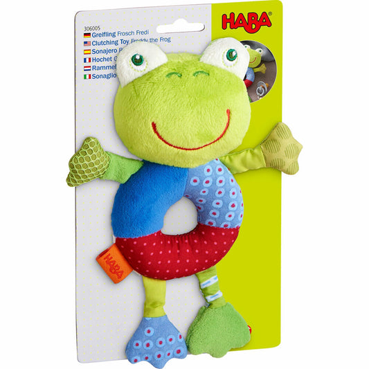 HABA Greifling Frosch Fredi, Greifspielzeug, Rassel, Spielzeug, ab 6 Monaten, 1306005001