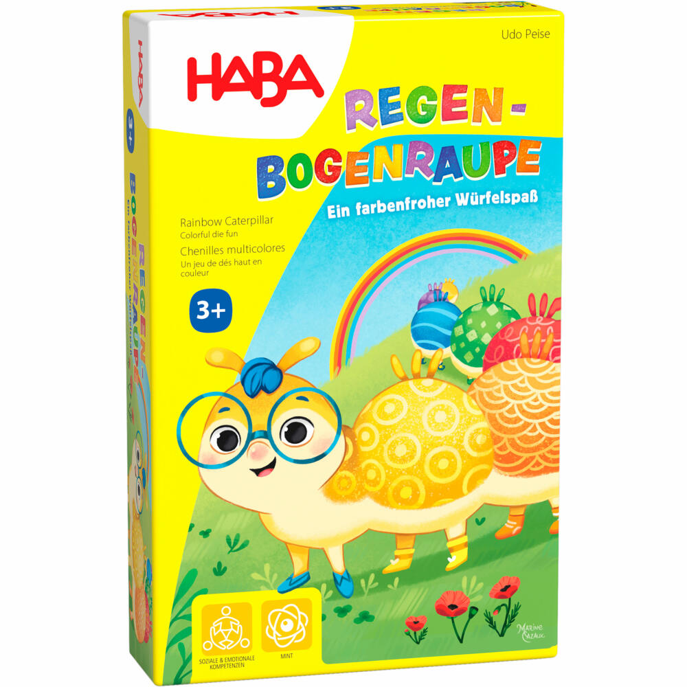 HABA Regenbogenraupe, Legespiel, Mitbringspiel, Kinderspiel, ab 3 Jahren, 1306985001