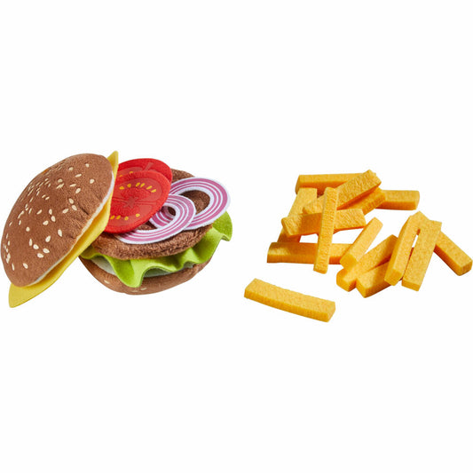 HABA Burger mit Pommes frites, Spielzeuglebensmittel, Zubehör, Spielküche, Spielzeug, ab 3 Jahren, 1305817001