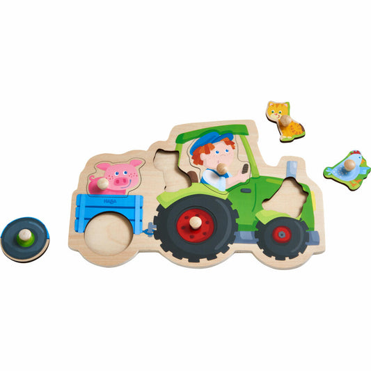 HABA Greifpuzzle Lustige Traktorfahrt, Kinderpuzzle, Puzzle, Kinder, ab 12 Monaten, 1305550001