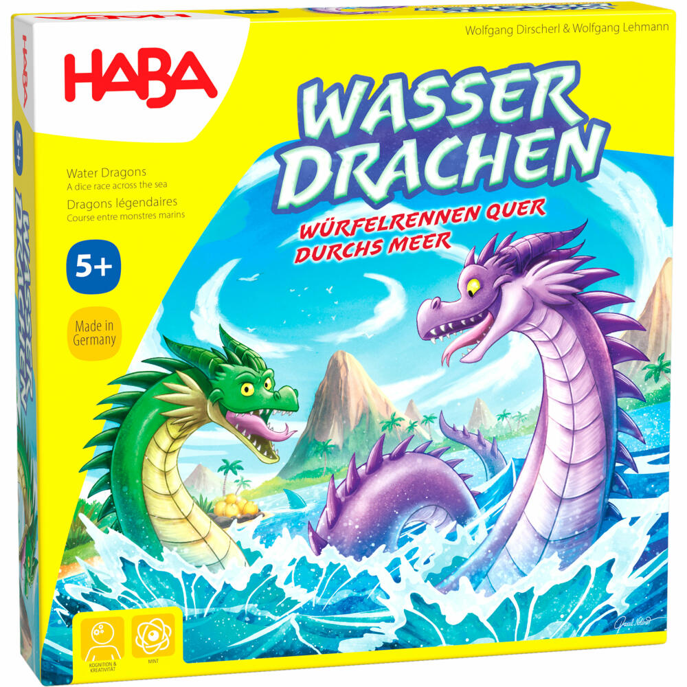 HABA Kinderspiel Wasserdrachen, Würfelspiel, Laufspiel, Kinder Spiel, ab 5 Jahren, 1307133001