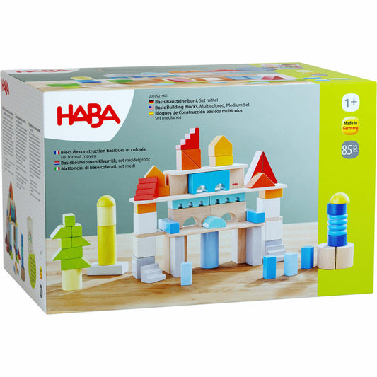 HABA Basisbausteine Bunt Set Mittel, Bausteine, Holzbausteine, Bauklötze, Spielzeug, ab 12 Monaten, 2010921001
