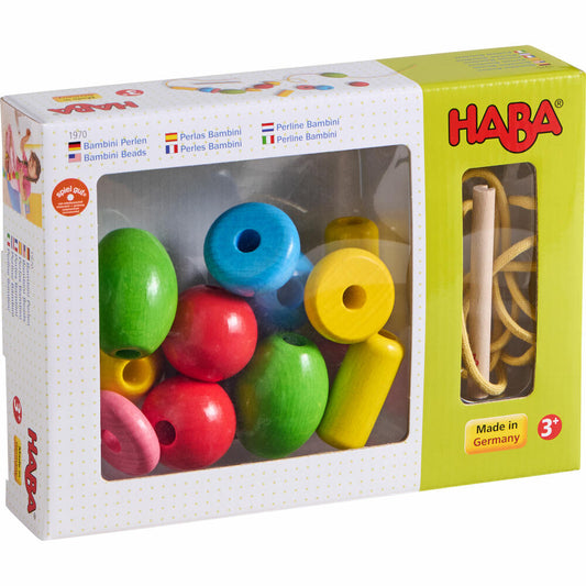 HABA Fädelspielzeug Bambini Perlen, Fädelspiel, Motorikspielzeug, Motorik, Spielzeug, ab 3 Jahren, 1001970001