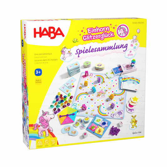 HABA Einhorn Glitzerglück - Spielesammlung, Kinderspiel, Kinder Spiele, ab 3 Jahren, 2010879001