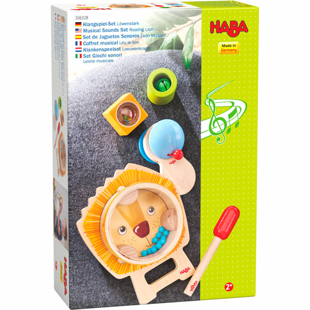 HABA Klangspiel-Set Löwenstark, Klangspielzeug, Instrumente, Kinder, Spielzeug, ab 2 Jahren, 1306328001