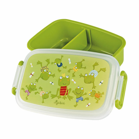 sigikid Mini Brotdose Frosch, Brotbox, Lunchbox, Kinder, Kunststoff, 9 x 18 cm, 25326