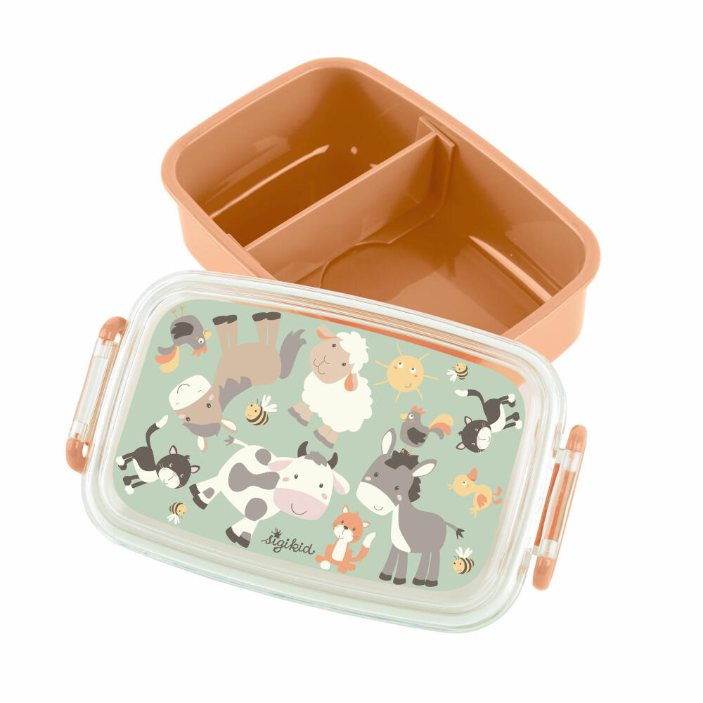 sigikid Mini Brotdose Farm, Brotbox, Lunchbox, Kinder, Kunststoff, 9 x 18 cm, 25327