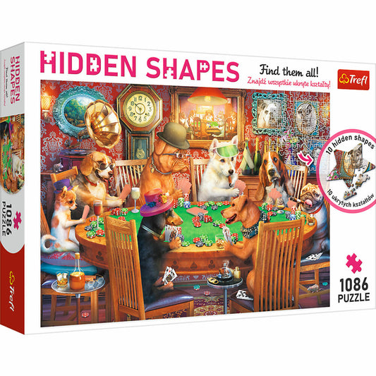 Trefl Puzzle Hidden Shapes Hunde Spielnacht, 1011 Teile, 68.3 x 48 cm, 10749