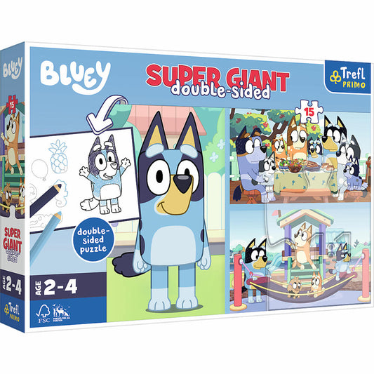 Trefl Primo GIANT Puzzle + Malvorlage Bluey, 15 Teile, 60 x 40 cm, 42010