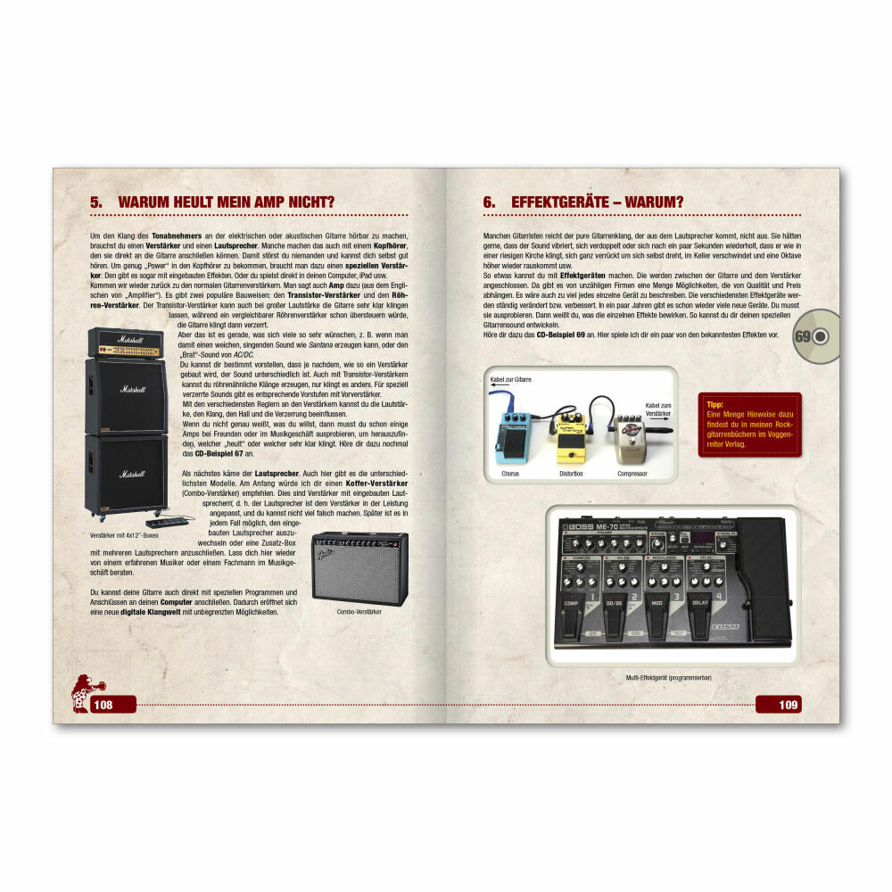 Voggenreiter Gitarren Set, 4-tlg., Peter Burschs Gitarrenbuch, Notenständer NS-100, Gitarren Buch, Lernbuch
