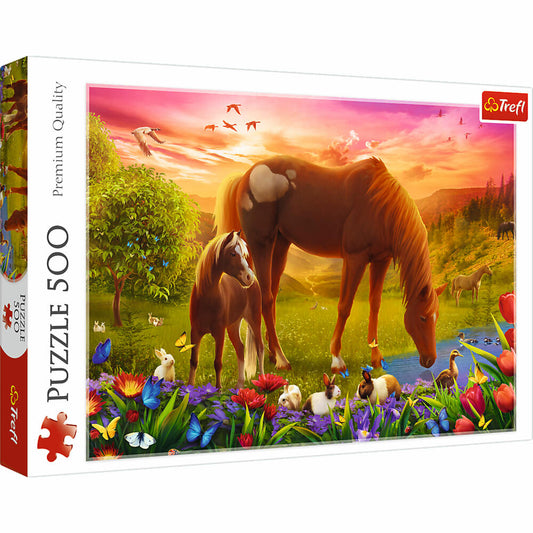 Trefl Puzzle Pferde auf der Wiese, 500 Teile, 48 x 34 cm, 37451