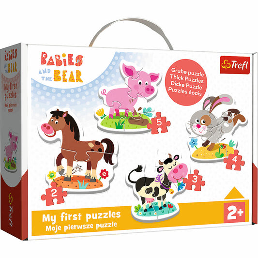 Trefl Baby Puzzle Babies & Bear Farmtiere, Kinderpuzzle, 14 Teile, 36127