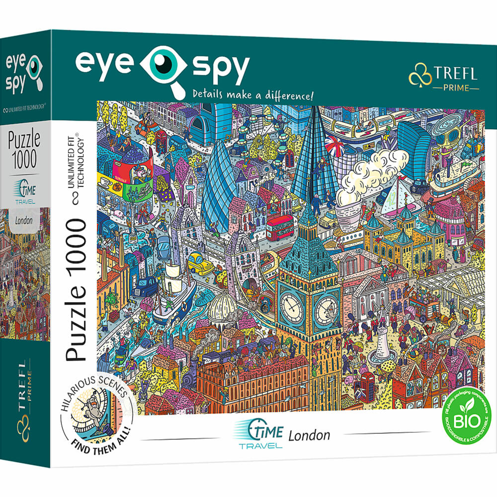 Trefl Puzzle UFT Eye Spy Time Travel - London, Vereinigtes Königreich, 1000 Teile, 68.3 x 48 cm, 10750