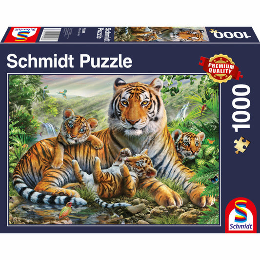 Schmidt Spiele Tiger und Welpen, Standard Puzzle, Erwachsenenpuzzle, 1000 Teile, 58986