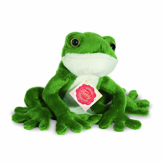 Teddy Hermann Frosch Kuscheltier, Stofftier, Plüschtier, sitzend, Plüsch, Grün, 15 cm, 92020