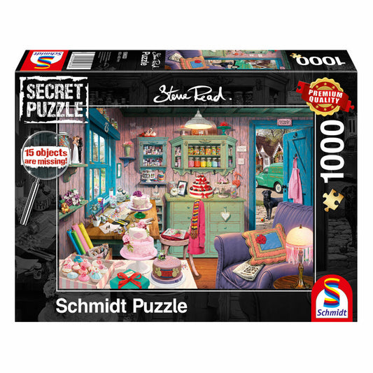 Schmidt Spiele Puzzle Großmutters Stube, Secret Puzzle, Erwachsenenpuzzle, Wimmelbild, 1000 Teile, 59653