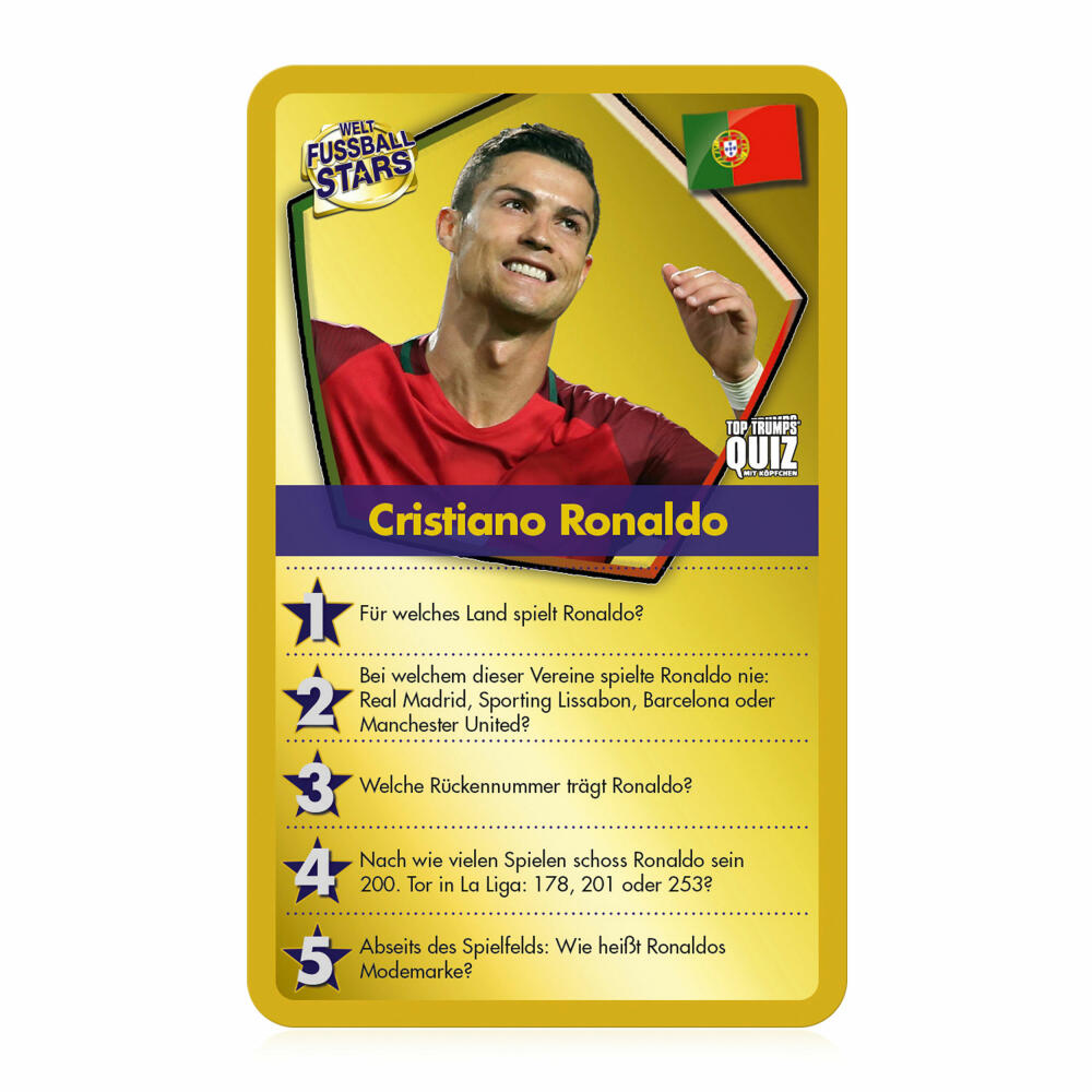 Winning Moves Top Trumps Quiz World Football Stars, Quizspiel, Gesellschaftsspiel, Wissensspiel, WM03239-GER-6