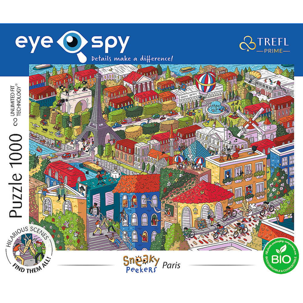 Trefl Puzzle UFT Eye Spy Sneaky Peakers - Paris, Frankreich, 1000 Teile, 68.3 x 48 cm, 10712