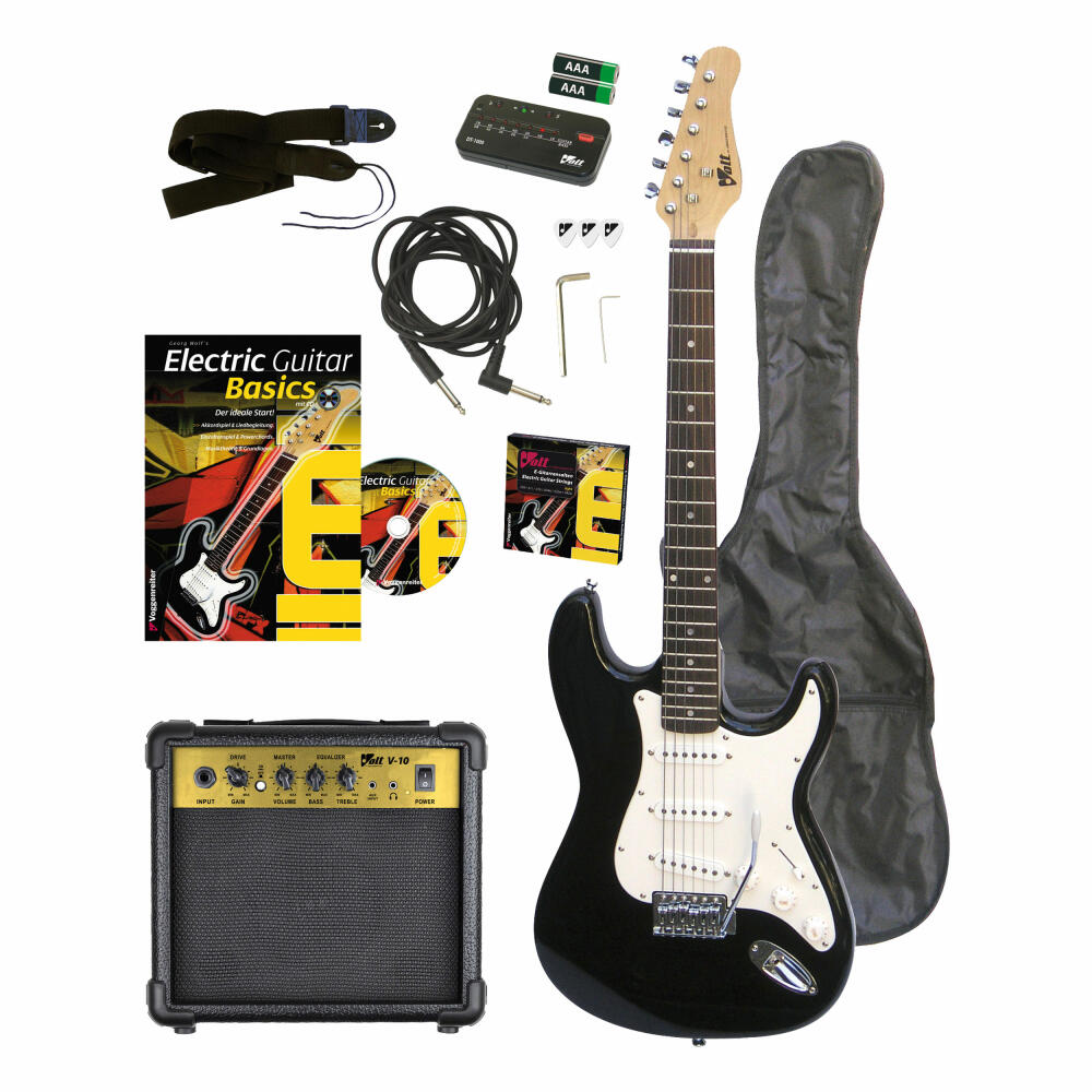 Voggenreiter Volt E-Gitarren-Set EG-100, 11-tlg., E-Gitarre, Gitarre, Elektrogitarre, Verstärker, Musikinstrument, Holz, ab 10 Jahre, 498