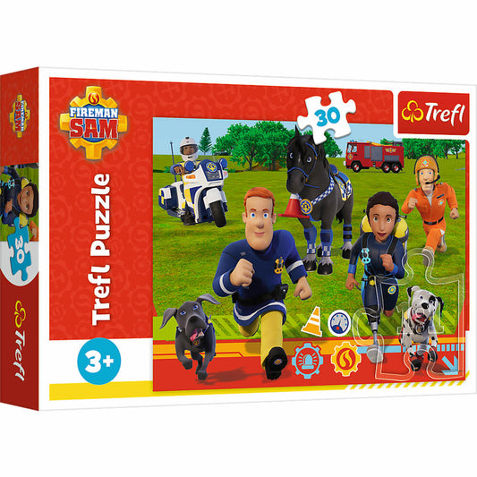 Trefl Puzzle Feuerwehrmann Sam, Kinderpuzzle, 30 Teile, 27 x 20 cm, 18297