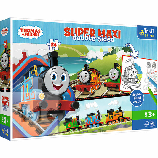 Trefl Primo Super Maxi Puzzle und Malvorlage Thomas die Lokomotive, 24 Teile, 60 x 40 cm, 41014