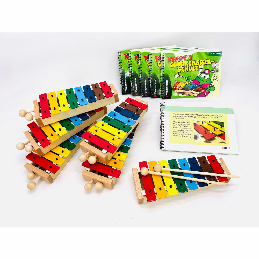 Voggenreiter Mein erstes Glockenspiel-Set für den Kindergarten und die Schule, 12-tlg., Xylophon, Musikinstrument, Schlaginstrument, Kinder, 1350