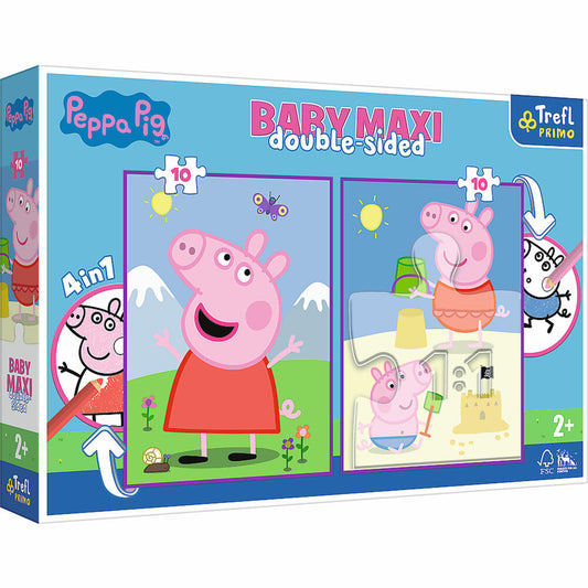 Trefl Primo Baby MAXI Puzzle + Malvorlage Peppa Pig, 2 x 10 Teile, 30 x 40 cm, 43001