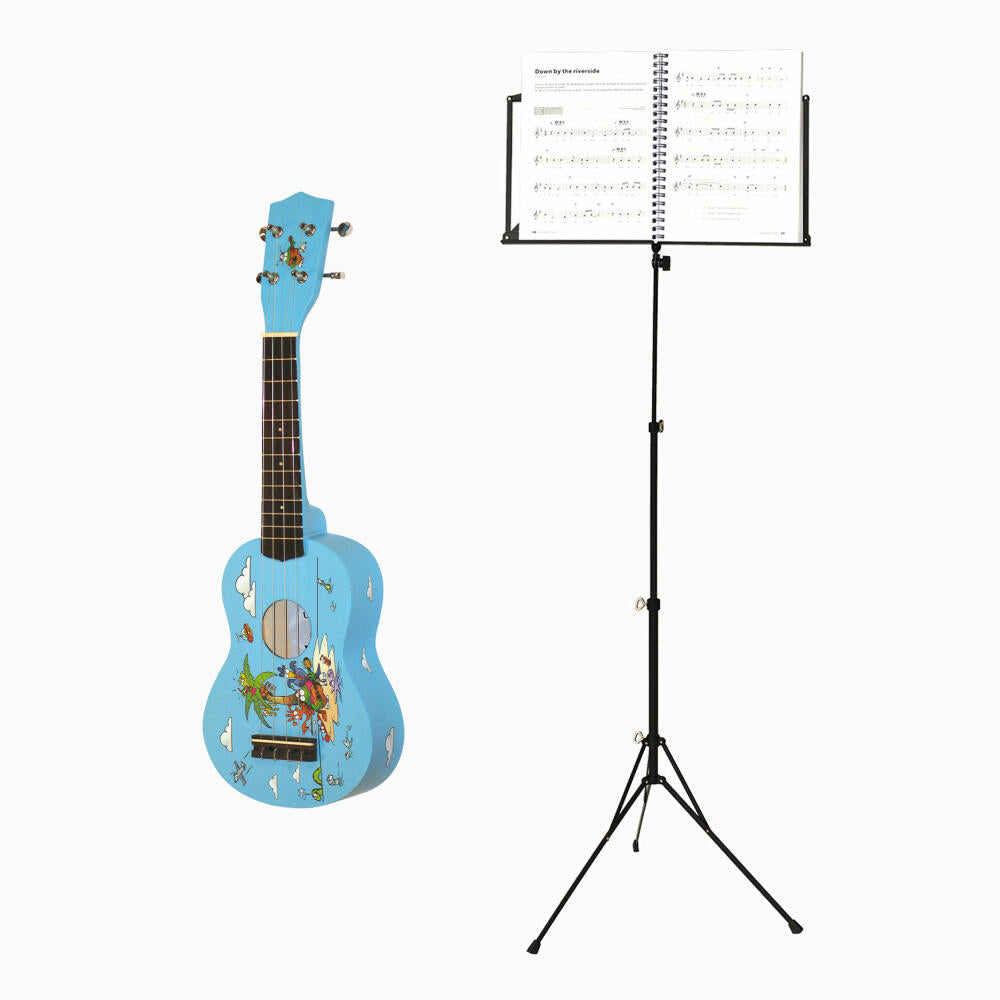 Voggenreiter Ukulelen Set, 3-tlg., Ukulele, Volt Notenständer NS-100, Gitarre, Instrument, Sopran