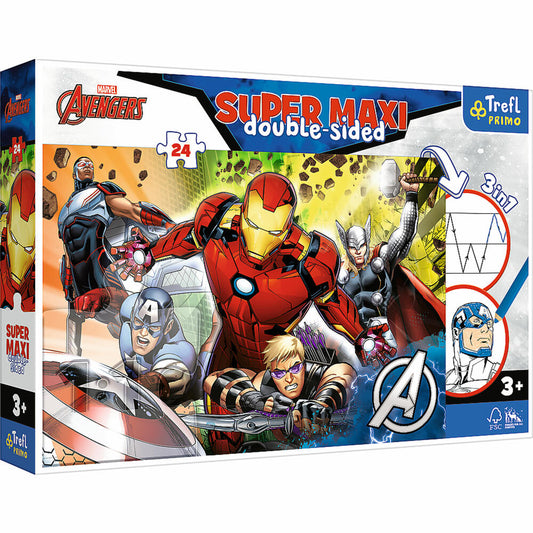 Trefl Primo Super Maxi Puzzle und Malvorlage Marvel The Avengers, 24 Teile, 60 x 40 cm, 41007