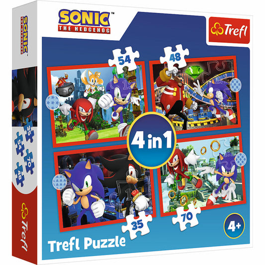 Trefl 4 in 1 Puzzle - Sonic, 35 + 48 + 54 + 70 Teile, 28.5 x 20.5 cm, 34625