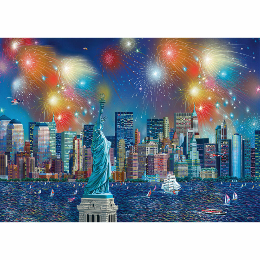 Schmidt Spiele Puzzle Freiheitsstatue mit Feuerwerk, Alexander Chen, Erwachsenenpuzzle, Premium, 1000 Teile, 59649