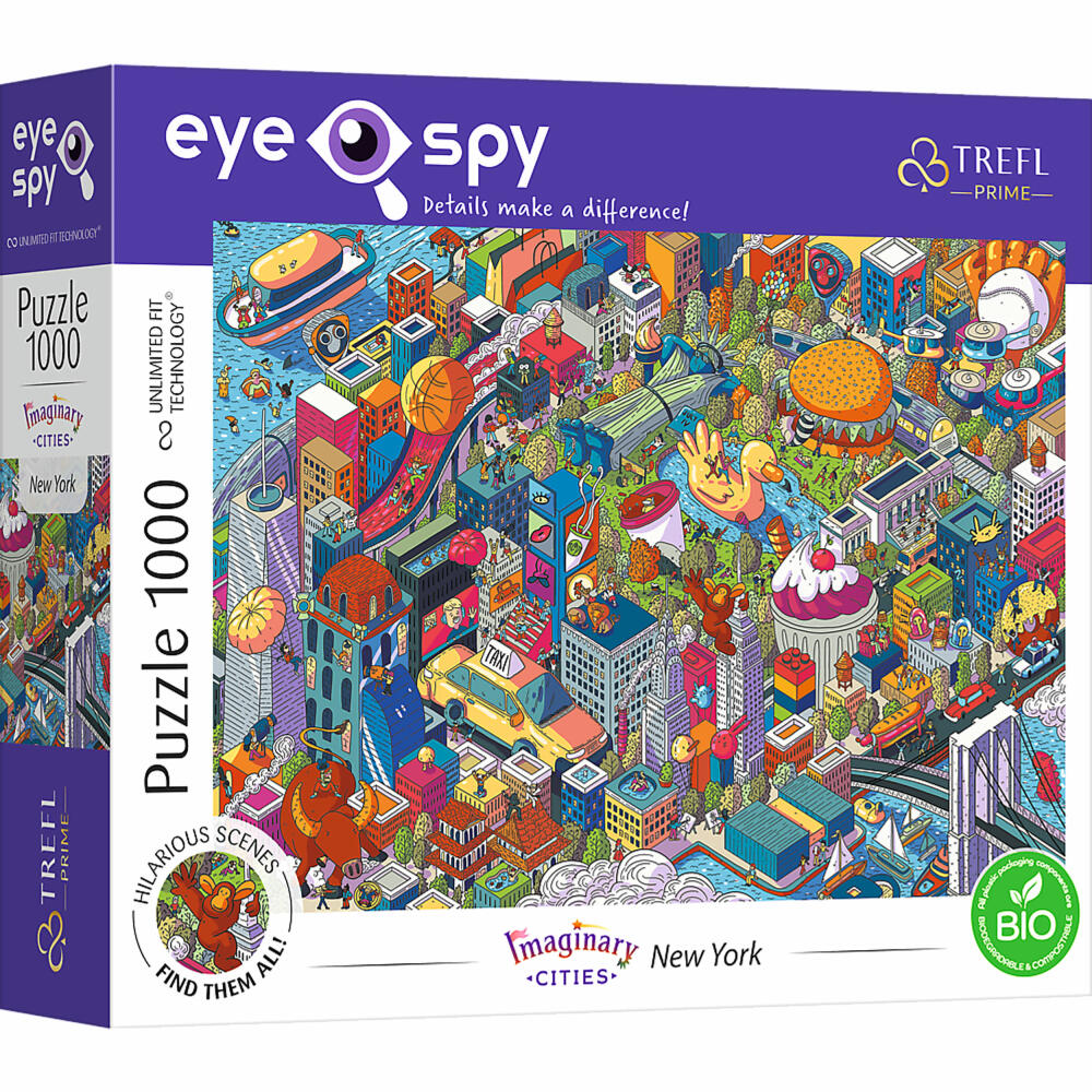 Trefl Puzzle UFT Eye Spy Imaginary Cities - New York, USA, 1000 Teile, 68.3 x 48 cm, 10708