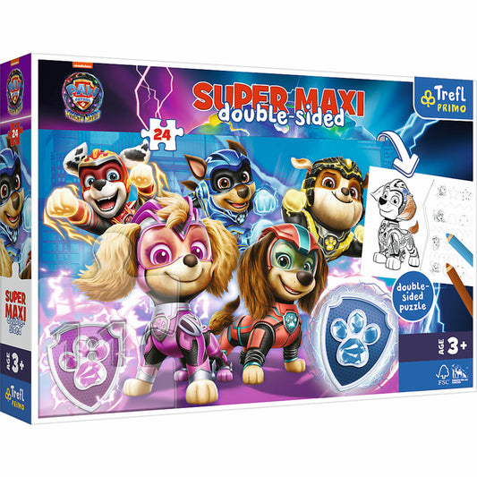 Trefl Primo Super Maxi Puzzle und Malvorlage Paw Patrol Film, 24 Teile, 60 x 40 cm, 41016