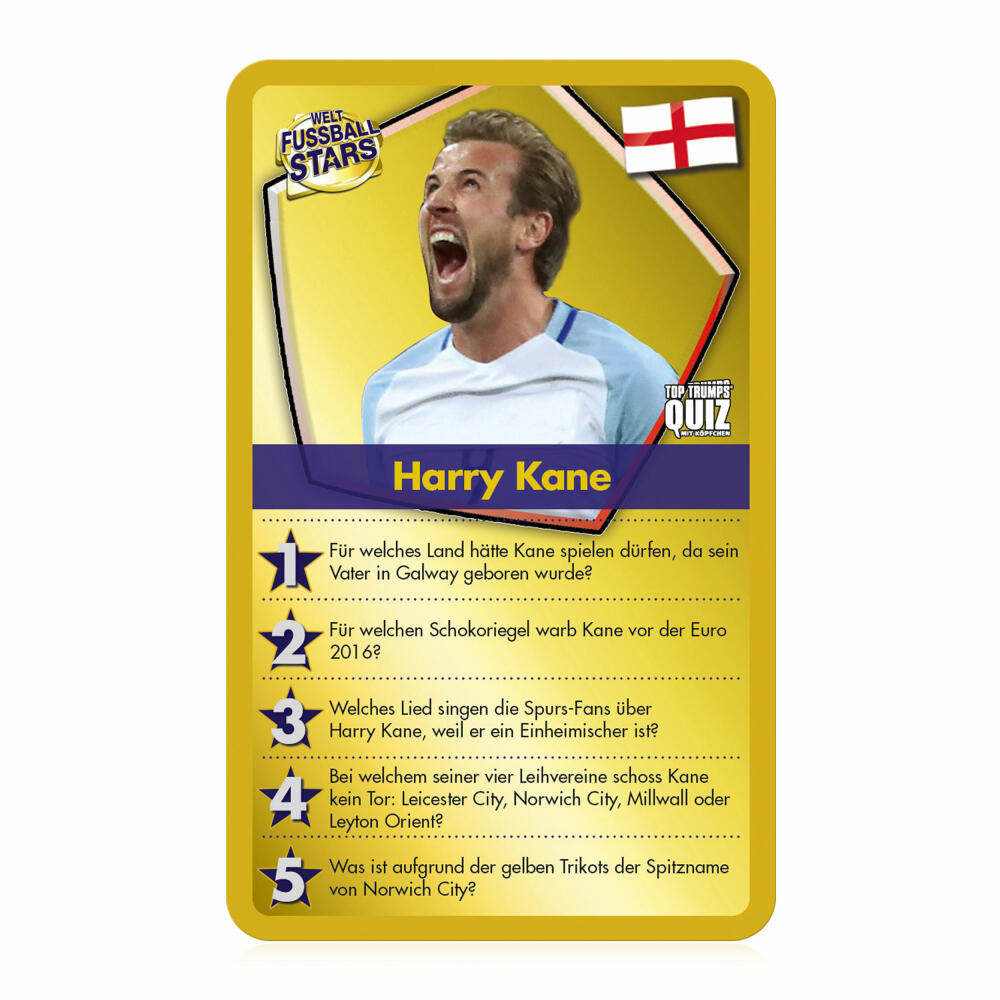 Winning Moves Top Trumps Quiz World Football Stars, Quizspiel, Gesellschaftsspiel, Wissensspiel, WM03239-GER-6