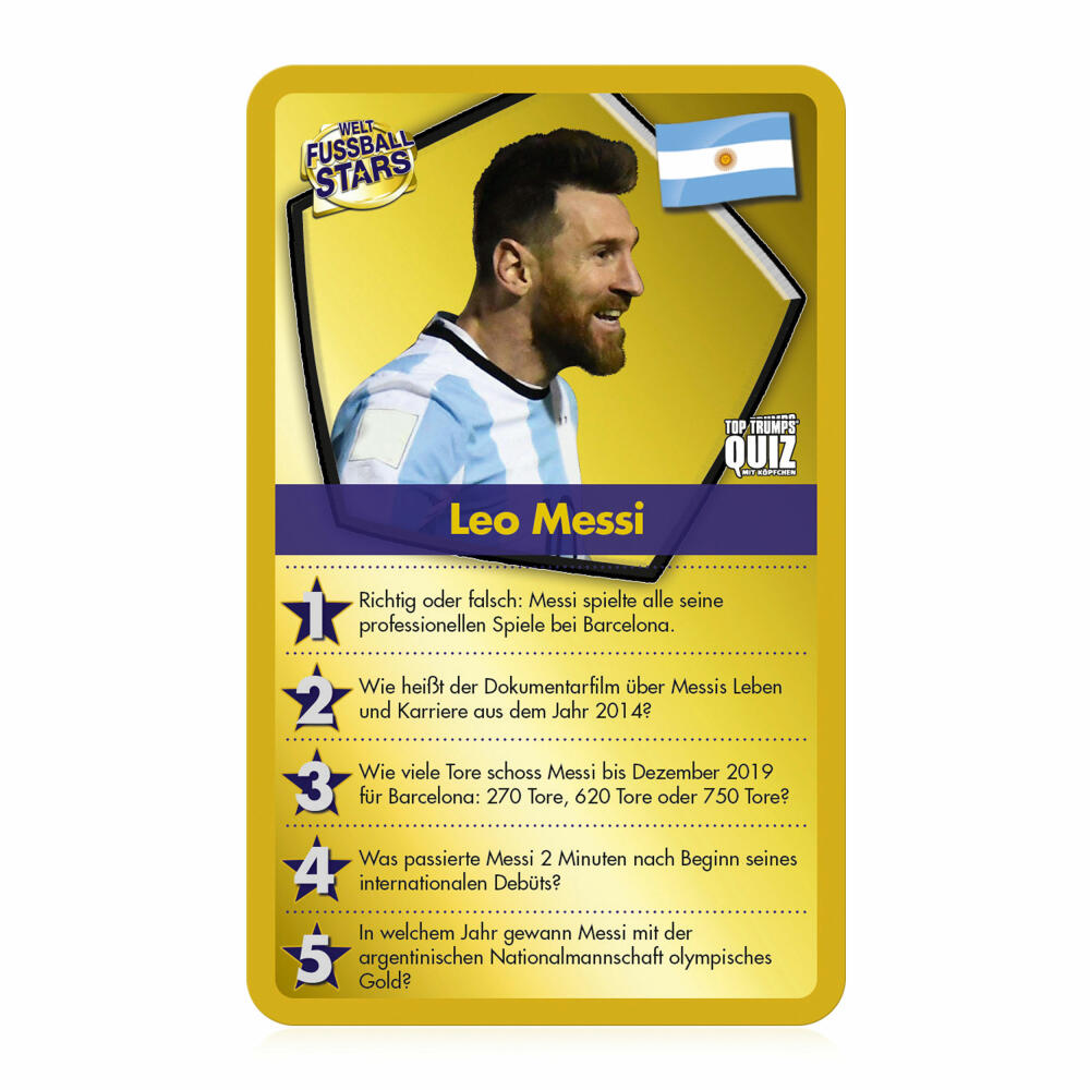 Winning Moves Top Trumps Quiz World Football Stars, Quizspiel, Gesellschaftsspiel, Wissensspiel, WM03239-GER-6