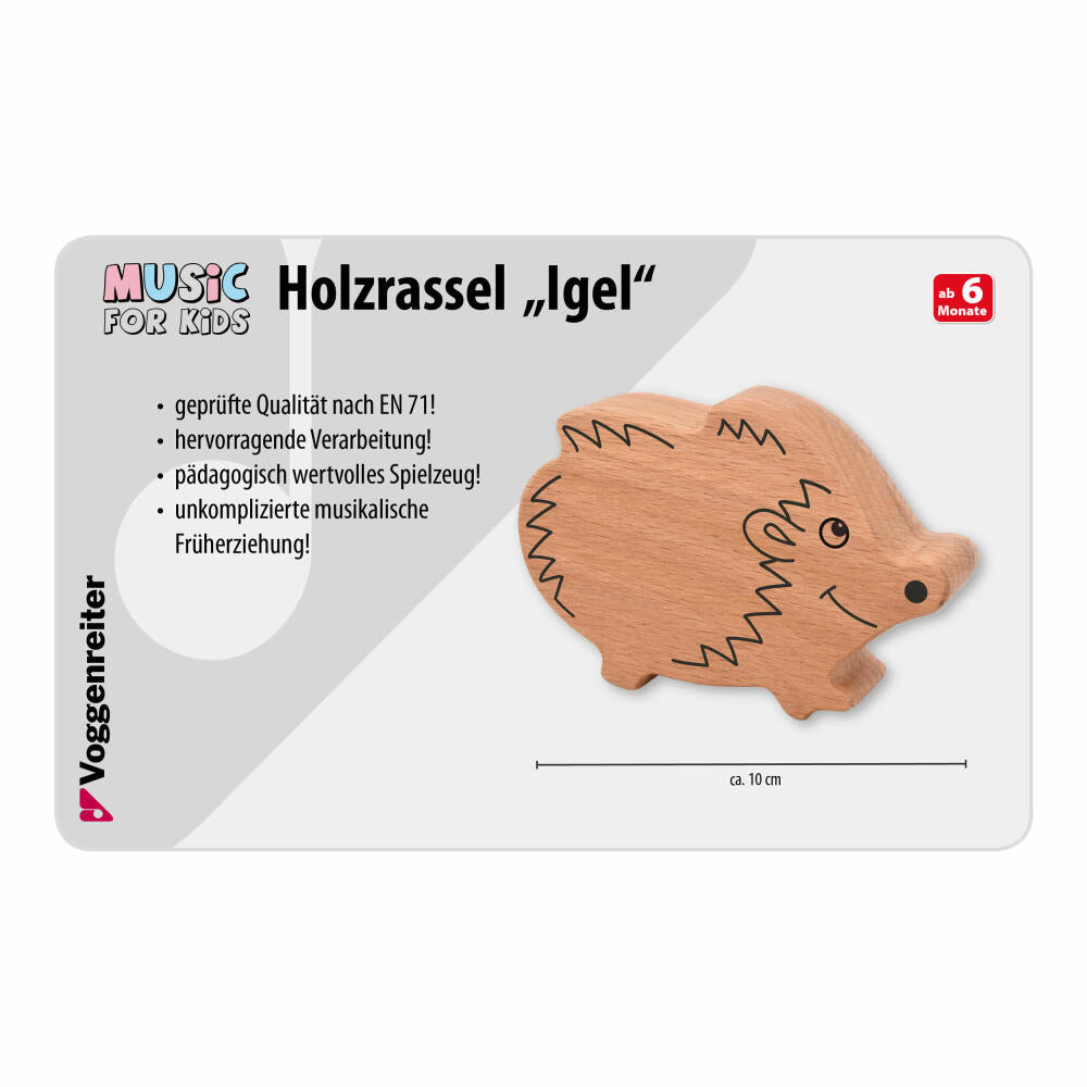 Voggenreiter Music For Kids Holzrassel Igel, Rassel, Klangspielzeug, Holzklangspielzeug, Spielzeug, 1187