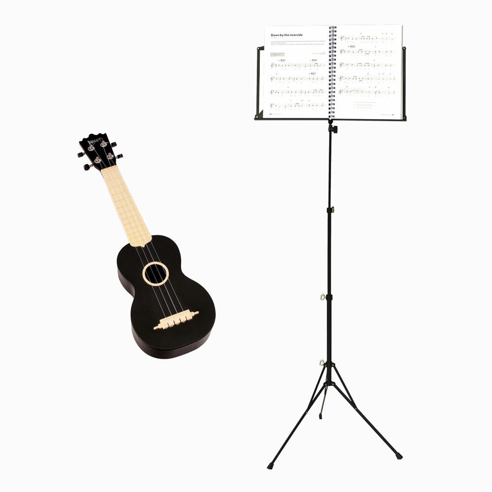 Voggenreiter Ukulelen Set, 2-tlg., Voggys Outdoor-Ukulele, Volt Notenständer NS-100, Gitarre, Notenpult