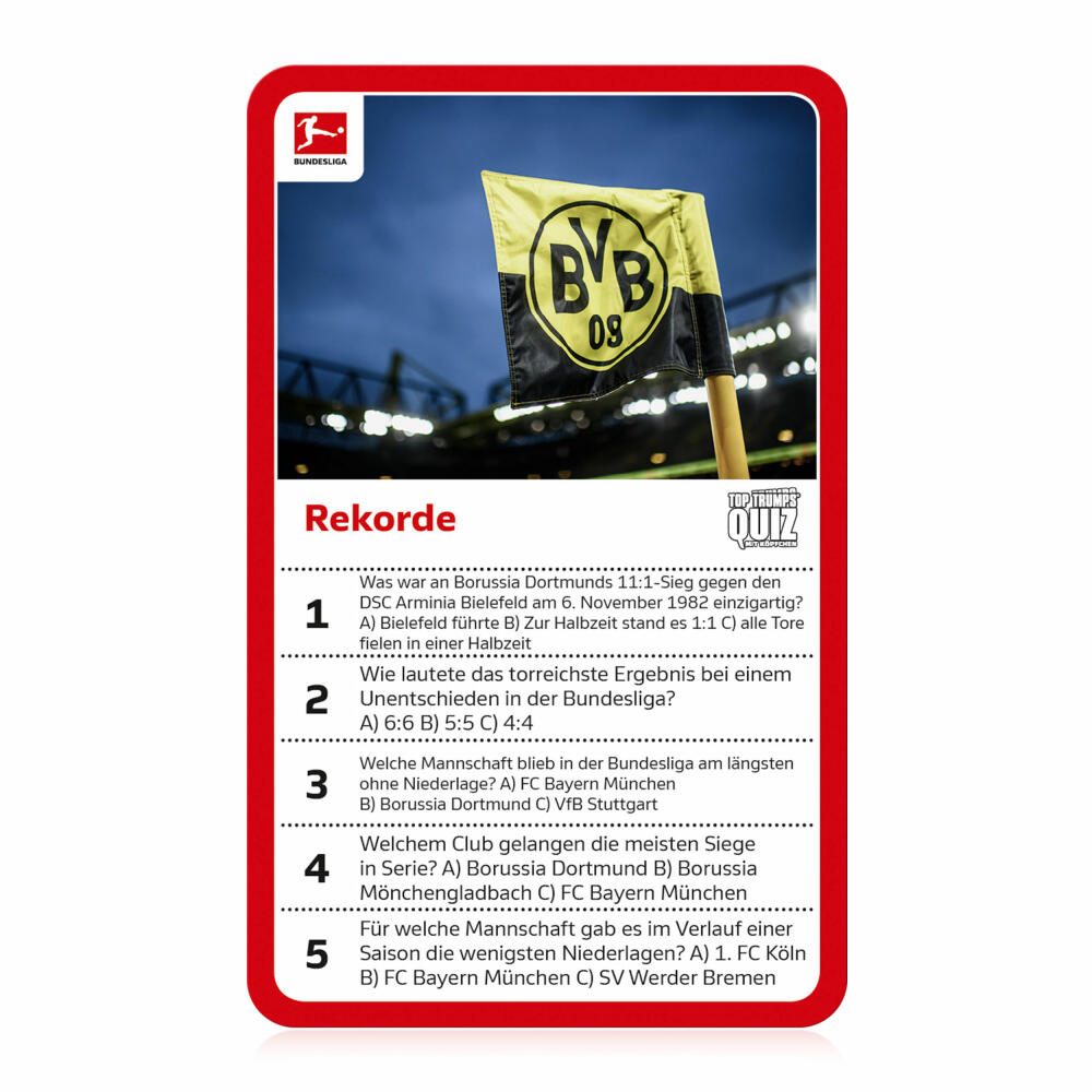 Winning Moves Top Trumps Quiz Bundesliga Edition, Quizspiel, Gesellschaftsspiel, Wissensspiel, 47230