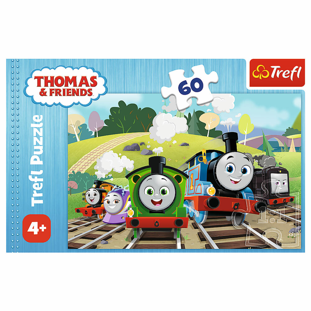 Trefl Puzzle Thomas die Lokomotive, Kinderpuzzle, 60 Teile, 33 x 22 cm, 17379