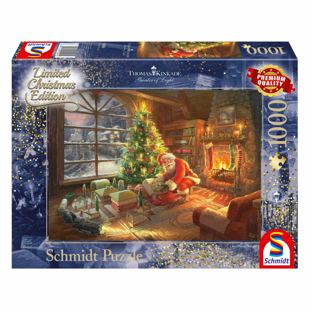 Schmidt Spiele Thomas Kinkade Der Weihnachtsmann ist Da! Limited Edition, 1000 Teile, Erwachsenenpuzzle, Puzzle, Steckpuzzle, 59495